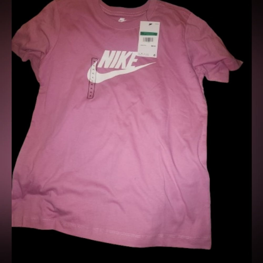 Nike Light Pink Tee with White Logo Kids Xl